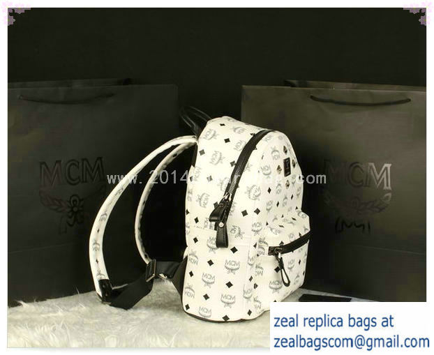 High Quality Replica MCM Stark Backpack Large in Calf Leather 8004 White - Click Image to Close